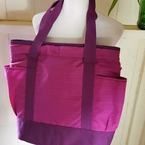 ROXY Pink Travel Plus Beach School Casual Computer Arm Bag Tote - Picture 4 of 10